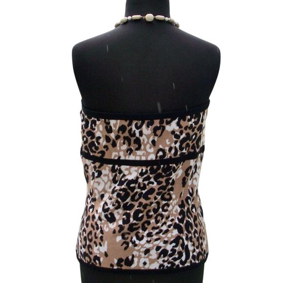 Cache Black Tan White Strapless Cami Tube Top New Stretch Animal Print $88 NWT - Picture 3 of 3
